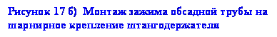 подпись: рисунок 17 б) монтаж зажима обсадной трубы на шарнирное крепление штангодержателя