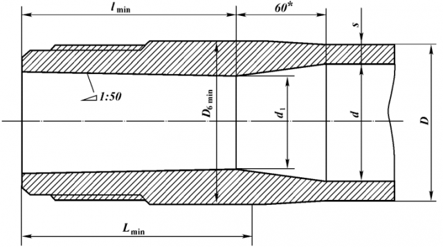 Черта и типоразмеры бурильных труб с высаженными концами и коническими стабилизирующими поясками типа 3