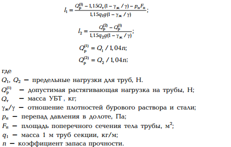 Расчет бурильных труб при роторном бурении